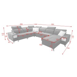 Sofá en forma de U Porto VIII con función de cama y puerto USB | Mueble en tela de terciopelo | Hidrofóbico, Casablanca 2316 Sofá en forma de U Porto VIII con función de cama y puerto USB | Mueble en tela de terciopelo | Hidrofóbico, Casablanca 2316