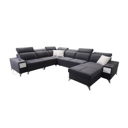 Sofá en forma de U Porto VIII con función de cama y puerto USB | Mueble en tela de terciopelo | Hidrofóbico, Casablanca 2316 Sofá en forma de U Porto VIII con función de cama y puerto USB | Mueble en tela de terciopelo | Hidrofóbico, Casablanca 2316