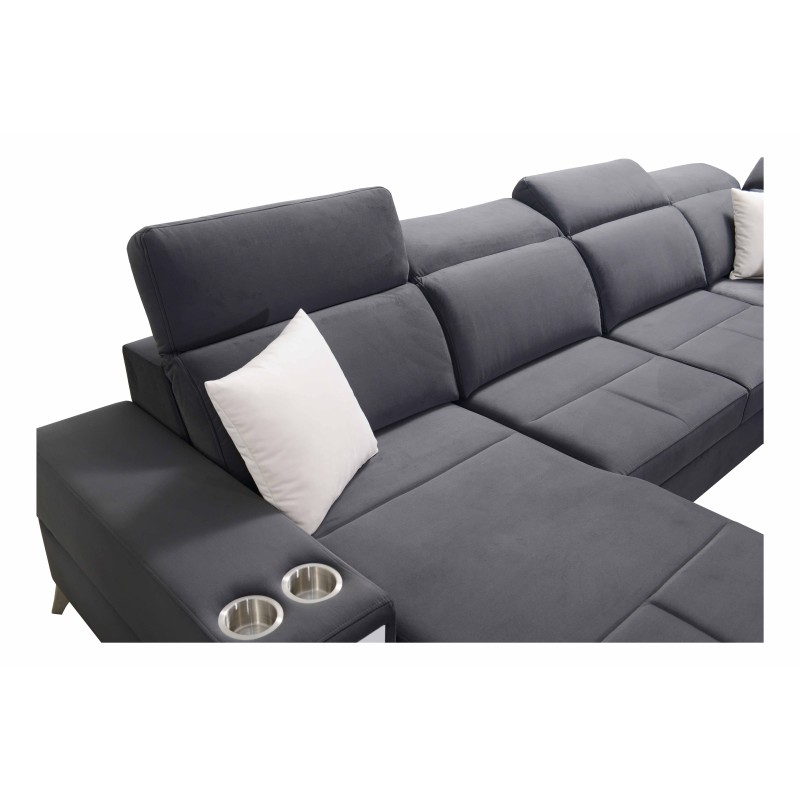 Sofá en forma de U Porto VIII con función de cama y puerto USB | Mueble en tela de terciopelo | Hidrofóbico, Casablanca 2316 Sofá en forma de U Porto VIII con función de cama y puerto USB | Mueble en tela de terciopelo | Hidrofóbico, Casablanca 2316