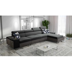 Prestige XII Maxi corner sofa with a sleeping function, USB port, in Soft to the touch fabric, Freya 210.24 + Tauro 8207 | Your 