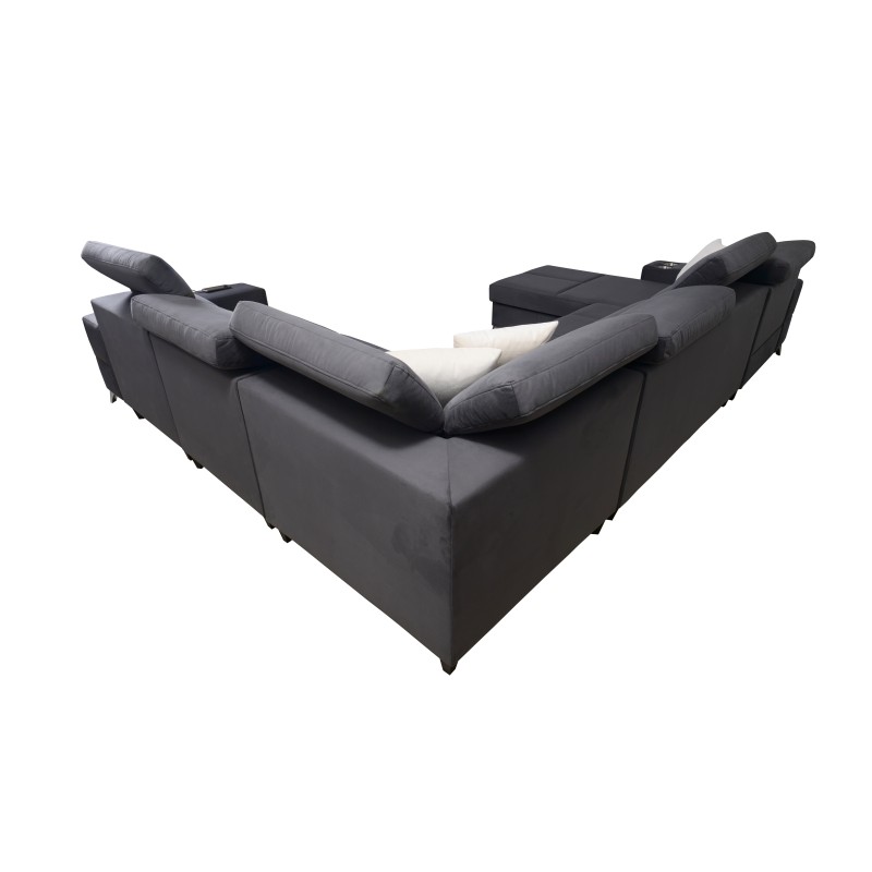 Sofá en forma de U Porto VIII con función de cama y puerto USB | Mueble en tela de terciopelo | Hidrofóbico, Casablanca 2316 Sofá en forma de U Porto VIII con función de cama y puerto USB | Mueble en tela de terciopelo | Hidrofóbico, Casablanca 2316