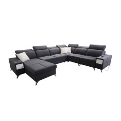 Sofá en forma de U Porto VIII con función de cama y puerto USB | Mueble en tela de terciopelo | Hidrofóbico, Casablanca 2316 Sofá en forma de U Porto VIII con función de cama y puerto USB | Mueble en tela de terciopelo | Hidrofóbico, Casablanca 2316
