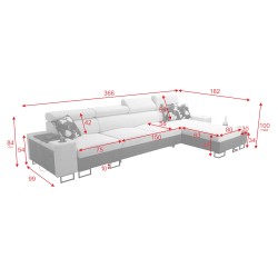 Narożnik Prestige XII Maxi z funkcją spania i portem usb tkanina Freya 210.24 + Tauro 8207 Narożnik Prestige XII Maxi z funkcją spania i portem usb tkanina Freya 210.24 + Tauro 8207