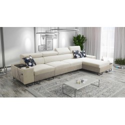 Narożnik Prestige XII Maxi z funkcją spania i portem usb tkanina Freya 210.02 + Tauro 8203