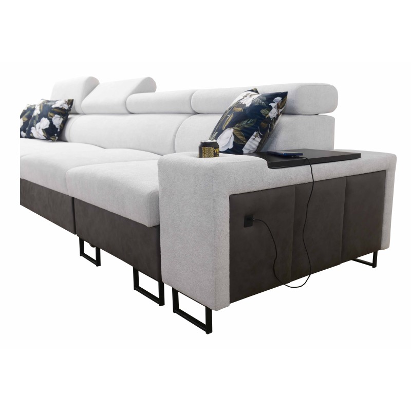 Narożnik Prestige XII Maxi z funkcją spania i portem usb tkanina Freya 210.20 + Tauro 8207 Narożnik Prestige XII Maxi z funkcją spania i portem usb tkanina Freya 210.20 + Tauro 8207