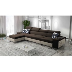 Prestige XII Maxi corner sofa with a sleeping function, USB port in Soft Touch fabric, Freya 210.08 + Tauro 8203 | Your living r