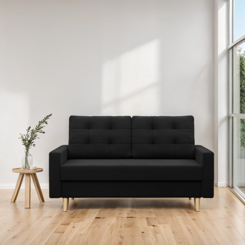 Sofa BLANK , Rodzaj tkaniny - I grupa, Wypełnienie - Piankowe, Kolor - CZARNY Sofa BLANK , Rodzaj tkaniny - I grupa, Wypełnienie - Piankowe, Kolor - CZARNY