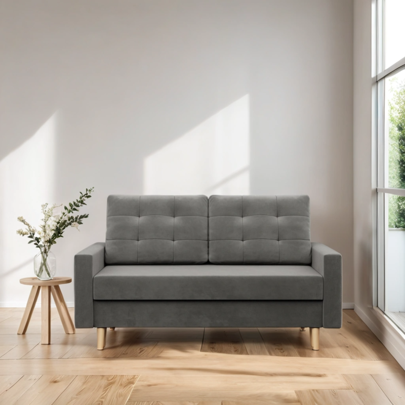 Sofa BLANK , Rodzaj tkaniny - II grupa, Wypełnienie - Sprężynowe, Kolor - JASNY SZARY Sofa BLANK , Rodzaj tkaniny - II grupa, Wypełnienie - Sprężynowe, Kolor - JASNY SZARY