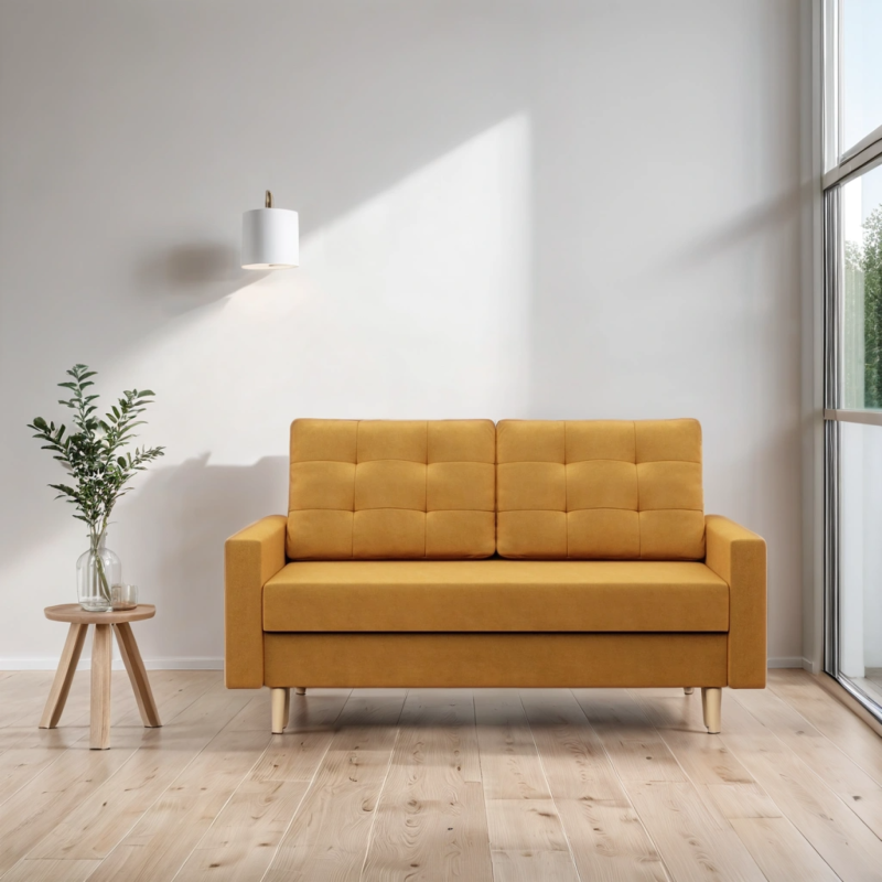 Sofa BLANK , Rodzaj tkaniny - II grupa, Wypełnienie - Sprężynowe, Kolor - ŻÓŁTY Sofa BLANK , Rodzaj tkaniny - II grupa, Wypełnienie - Sprężynowe, Kolor - ŻÓŁTY