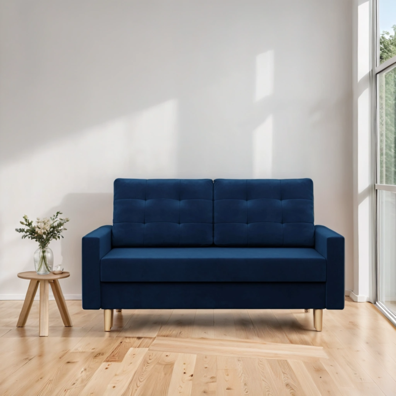 Sofa BLANK , Rodzaj tkaniny - II grupa, Wypełnienie - Sprężynowe, Kolor - GRANATOWY Sofa BLANK , Rodzaj tkaniny - II grupa, Wypełnienie - Sprężynowe, Kolor - GRANATOWY