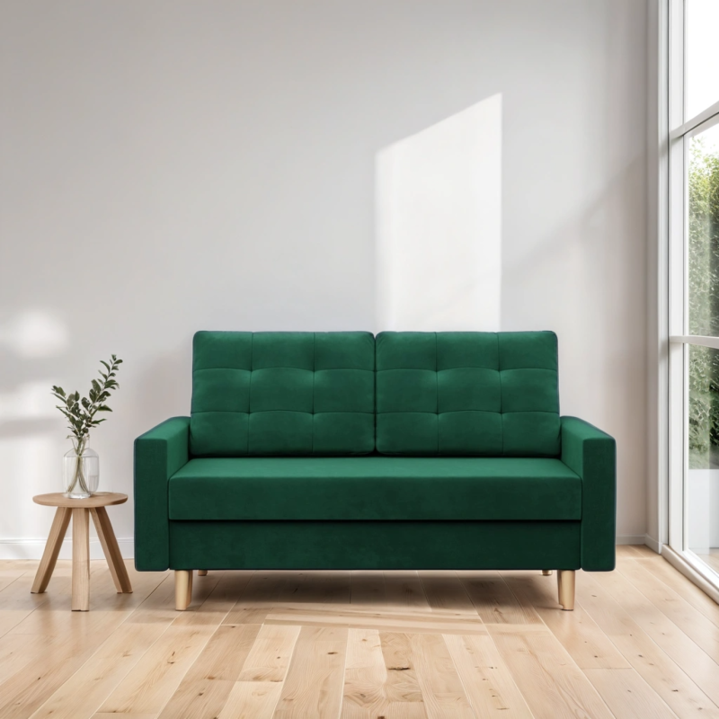 Sofa BLANK , Rodzaj tkaniny - II grupa, Wypełnienie - Sprężynowe, Kolor - BUTELKOWA ZIELEŃ Sofa BLANK , Rodzaj tkaniny - II grupa, Wypełnienie - Sprężynowe, Kolor - BUTELKOWA ZIELEŃ