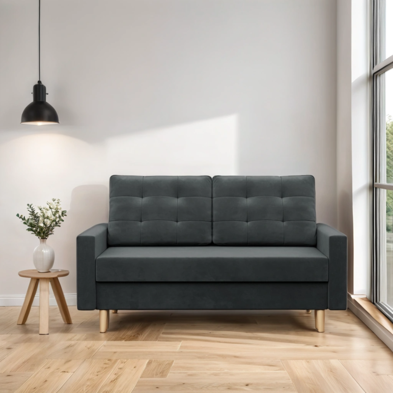 Sofa BLANK , Rodzaj tkaniny - II grupa, Wypełnienie - Sprężynowe, Kolor - CIEMNY SZARY Sofa BLANK , Rodzaj tkaniny - II grupa, Wypełnienie - Sprężynowe, Kolor - CIEMNY SZARY