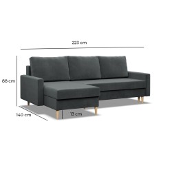 Narożnik BLANK LL , Rodzaj tkaniny - I grupa, Wypełnienie - Piankowe, Kolor - CZARNY Narożnik BLANK LL , Rodzaj tkaniny - I grupa, Wypełnienie - Piankowe, Kolor - CZARNY