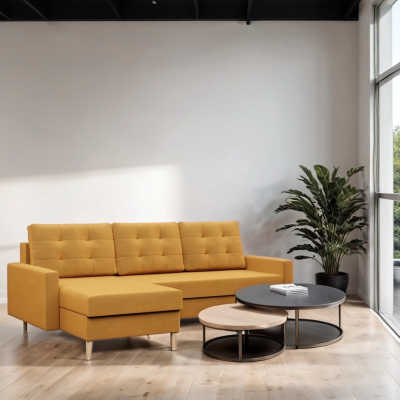 Ecksofa BLANK LL, Stoffart - Gruppe II, Füllung - Federkern, Farbe - GELB Ecksofa BLANK LL, Stoffart - Gruppe II, Füllung - Federkern, Farbe - GELB