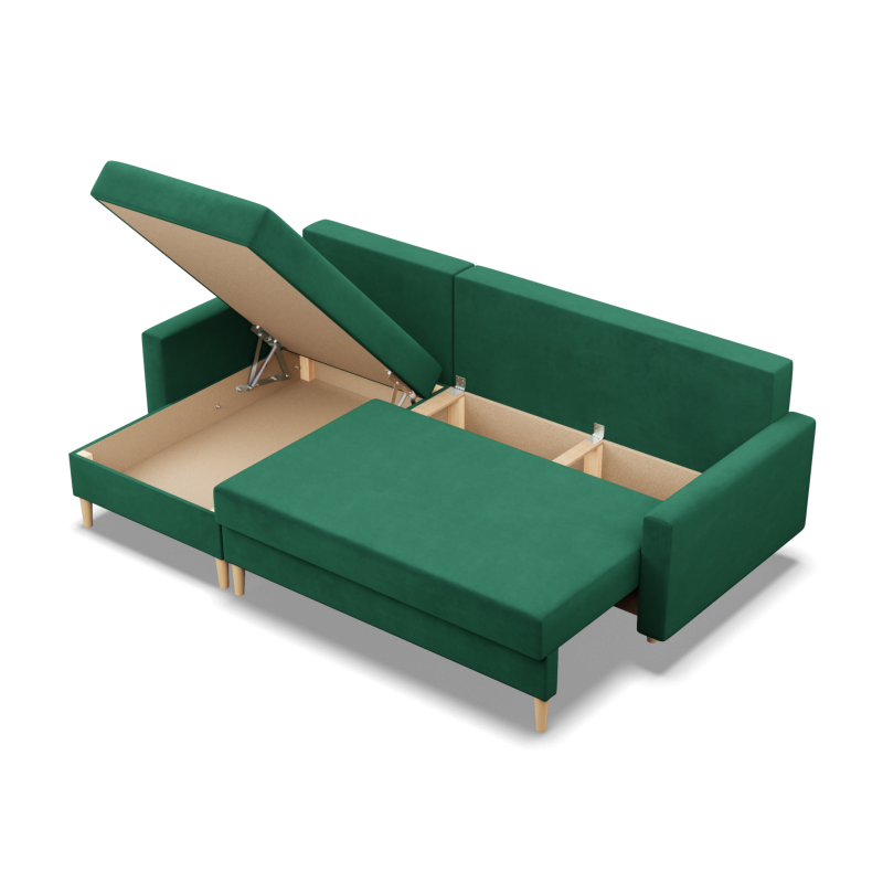 Ecksofa BLANK LL, Stoffart - Gruppe II, Füllung - Federung, Farbe - FLASCHENGRÜN Ecksofa BLANK LL, Stoffart - Gruppe II, Füllung - Federung, Farbe - FLASCHENGRÜN