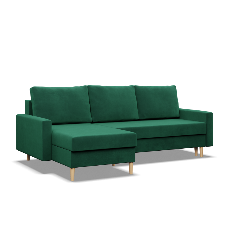 Ecksofa BLANK LL, Stoffart - Gruppe II, Füllung - Federung, Farbe - FLASCHENGRÜN Ecksofa BLANK LL, Stoffart - Gruppe II, Füllung - Federung, Farbe - FLASCHENGRÜN