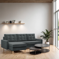 Ecksofa BLANK LL, Stoffart - Gruppe II, Füllung - Federkern, Farbe - DUNKELGRAU Ecksofa BLANK LL, Stoffart - Gruppe II, Füllung - Federkern, Farbe - DUNKELGRAU