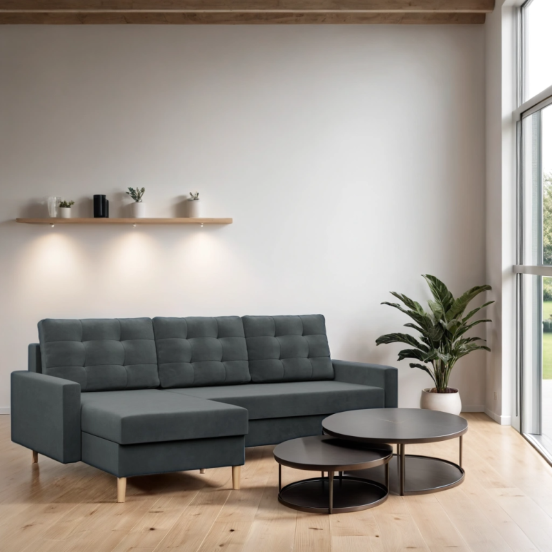 Ecksofa BLANK LL, Stoffart - Gruppe II, Füllung - Federkern, Farbe - DUNKELGRAU Ecksofa BLANK LL, Stoffart - Gruppe II, Füllung - Federkern, Farbe - DUNKELGRAU