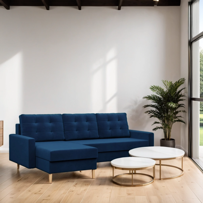 Ecksofa BLANK LL, Stoffart - Gruppe II, Füllung - Federkern, Farbe - DUNKELBLAU Ecksofa BLANK LL, Stoffart - Gruppe II, Füllung - Federkern, Farbe - DUNKELBLAU