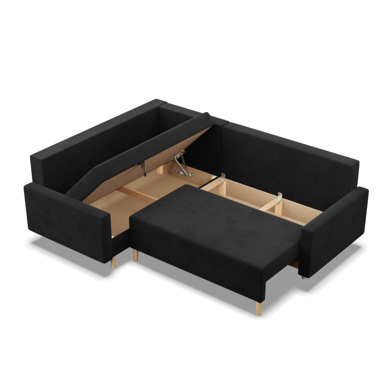 Ecksofa BLANK LO, Stoffart - Gruppe I, Füllung - Schaumstoff, Seite - LINKS, Farbe - SCHWARZ Ecksofa BLANK LO, Stoffart - Gruppe I, Füllung - Schaumstoff, Seite - LINKS, Farbe - SCHWARZ