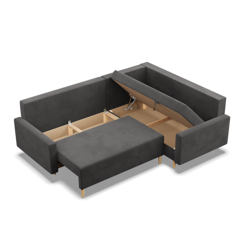 Ecksofa BLANK LO, Stoffart - Gruppe I, Füllung - Schaumstoff, Seite - RECHTS, Farbe - GRAU Ecksofa BLANK LO, Stoffart - Gruppe I, Füllung - Schaumstoff, Seite - RECHTS, Farbe - GRAU