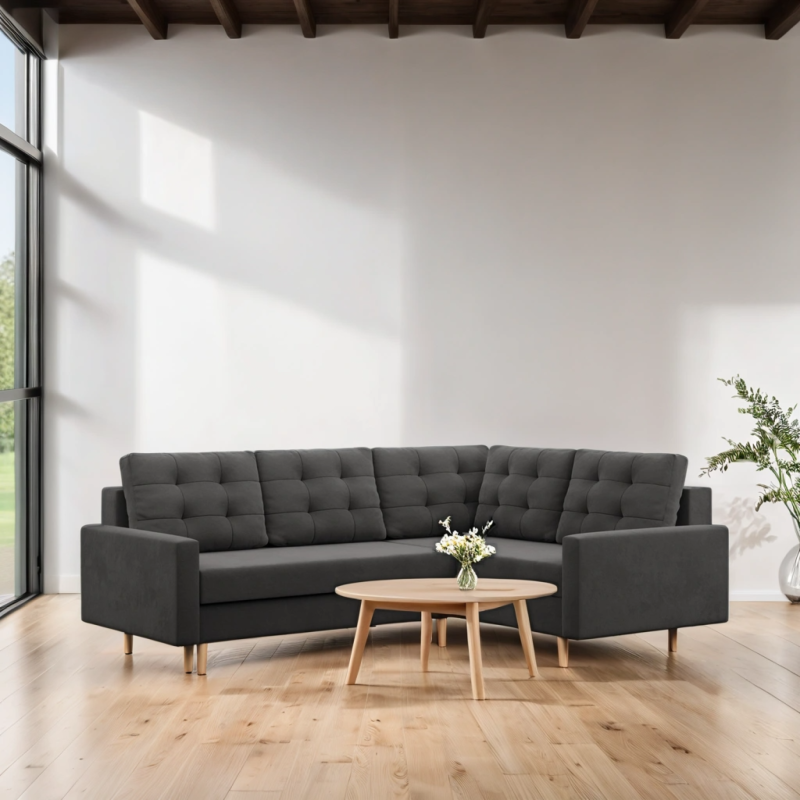 Ecksofa BLANK LO, Stoffart - Gruppe I, Füllung - Schaumstoff, Seite - RECHTS, Farbe - GRAU Ecksofa BLANK LO, Stoffart - Gruppe I, Füllung - Schaumstoff, Seite - RECHTS, Farbe - GRAU