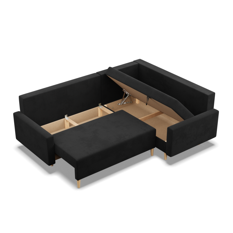 Ecksofa BLANK LO, Stoffart - Gruppe I, Füllung - Schaumstoff, Seite - RECHTS, Farbe - SCHWARZ Ecksofa BLANK LO, Stoffart - Gruppe I, Füllung - Schaumstoff, Seite - RECHTS, Farbe - SCHWARZ