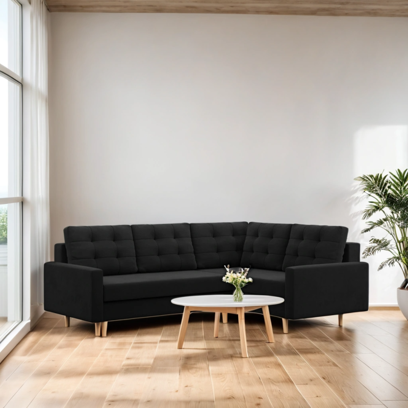 Ecksofa BLANK LO, Stoffart - Gruppe I, Füllung - Schaumstoff, Seite - RECHTS, Farbe - SCHWARZ Ecksofa BLANK LO, Stoffart - Gruppe I, Füllung - Schaumstoff, Seite - RECHTS, Farbe - SCHWARZ