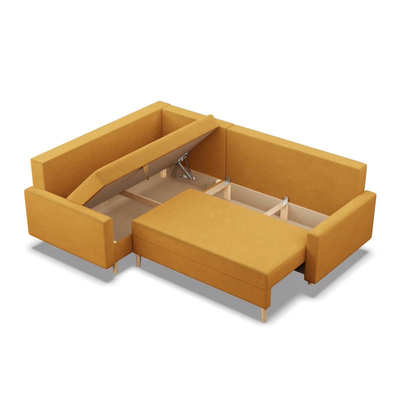 Ecksofa BLANK LO, Stoffart - Gruppe II, Füllung - Federkern, Seite - LINKS, Farbe - GELB Ecksofa BLANK LO, Stoffart - Gruppe II, Füllung - Federkern, Seite - LINKS, Farbe - GELB