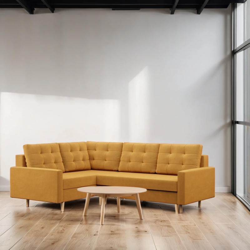 Ecksofa BLANK LO, Stoffart - Gruppe II, Füllung - Federkern, Seite - LINKS, Farbe - GELB Ecksofa BLANK LO, Stoffart - Gruppe II, Füllung - Federkern, Seite - LINKS, Farbe - GELB
