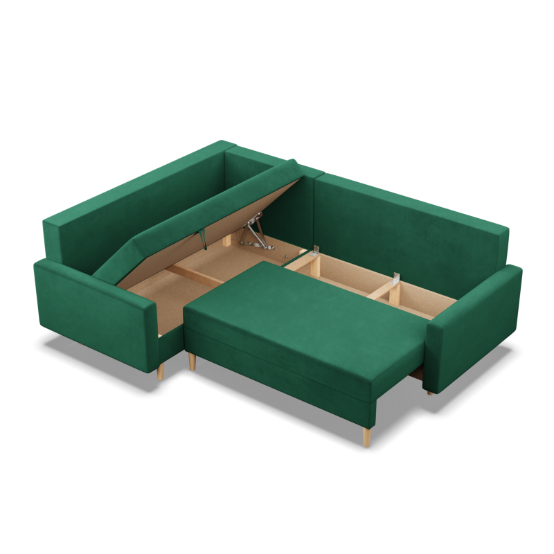 Ecksofa BLANK LO, Stoffart - Gruppe II, Füllung - Federkern, Seite - LINKS, Farbe - FLASCHENGRÜN Ecksofa BLANK LO, Stoffart - Gruppe II, Füllung - Federkern, Seite - LINKS, Farbe - FLASCHENGRÜN