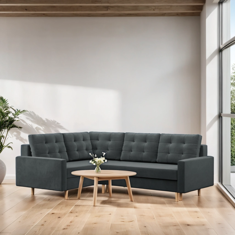 Ecksofa BLANK LO, Stoffart - Gruppe II, Füllung - Federkern, Seite - LINKS, Farbe - HELLGRAU Ecksofa BLANK LO, Stoffart - Gruppe II, Füllung - Federkern, Seite - LINKS, Farbe - HELLGRAU