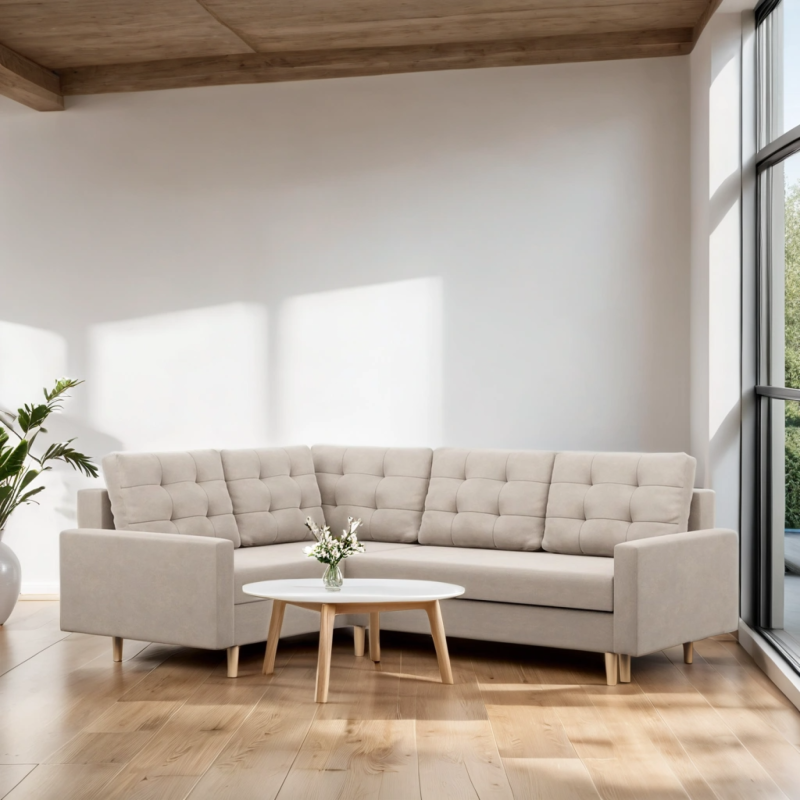 Ecksofa BLANK LO, Stoffart - Gruppe II, Füllung - Federkern, Seite - LINKS, Farbe - BEIGE Ecksofa BLANK LO, Stoffart - Gruppe II, Füllung - Federkern, Seite - LINKS, Farbe - BEIGE