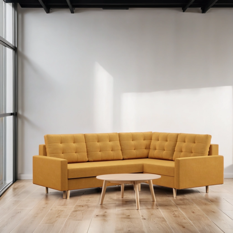 Ecksofa BLANK LO, Stoffart - Gruppe II, Füllung - Federkern, Seite - RECHTS, Farbe - GELB Ecksofa BLANK LO, Stoffart - Gruppe II, Füllung - Federkern, Seite - RECHTS, Farbe - GELB