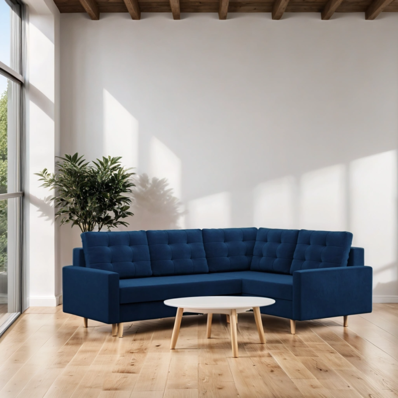 Ecksofa BLANK LO, Stoffart - Gruppe II, Füllung - Federkern, Seite - RECHTS, Farbe - DUNKELBLAU Ecksofa BLANK LO, Stoffart - Gruppe II, Füllung - Federkern, Seite - RECHTS, Farbe - DUNKELBLAU