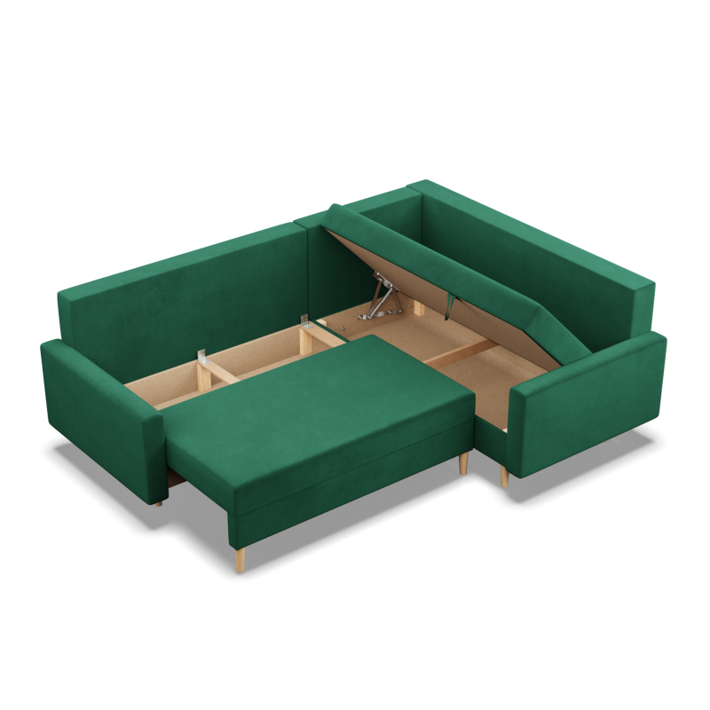 Ecksofa BLANK LO, Stoffart - II Gruppe, Füllung - Federkern, Seite - RECHTS, Farbe - FLASCHENGRÜN Ecksofa BLANK LO, Stoffart - II Gruppe, Füllung - Federkern, Seite - RECHTS, Farbe - FLASCHENGRÜN
