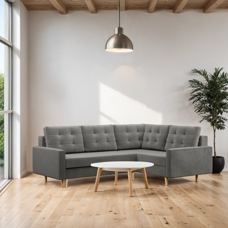 Ecksofa BLANK LO, Stoffart - Gruppe II, Füllung - Federkern, Seite - RECHTS, Farbe - HELLGRAU Ecksofa BLANK LO, Stoffart - Gruppe II, Füllung - Federkern, Seite - RECHTS, Farbe - HELLGRAU