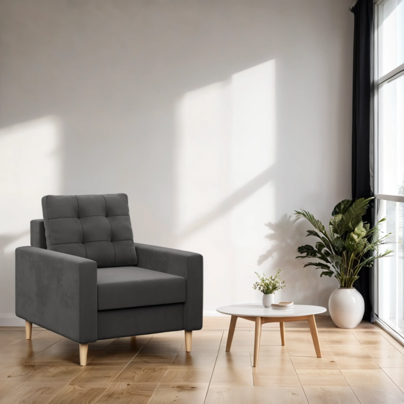 BLANK Armchair, Fabric Type - Group I, Filling - Foam, Color - GREY BLANK Armchair, Fabric Type - Group I, Filling - Foam, Color - GREY