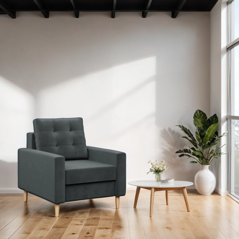 Armchair BLANK, Fabric type - Group II, Filling - Spring, Color - DARK GRAY Armchair BLANK, Fabric type - Group II, Filling - Spring, Color - DARK GRAY