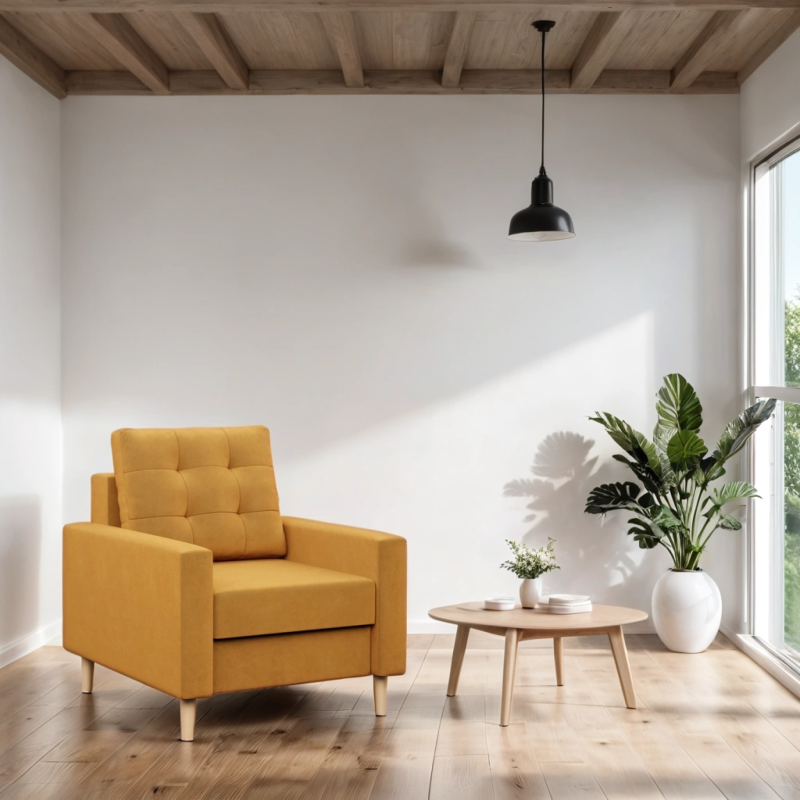 BLANK Armchair, Type of Fabric - Group II, Filling - Spring, Color - YELLOW BLANK Armchair, Type of Fabric - Group II, Filling - Spring, Color - YELLOW