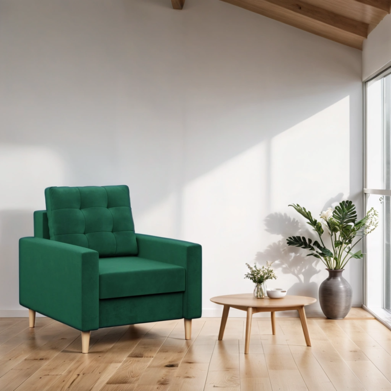 BLANK Armchair, Fabric type - Group II, Filling - Spring, Color - BOTTLE GREEN BLANK Armchair, Fabric type - Group II, Filling - Spring, Color - BOTTLE GREEN