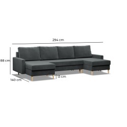 Ecksofa BLANK U, Stoffart - I Gruppe, Füllung - Schaum, Farbe - SCHWARZ Ecksofa BLANK U, Stoffart - I Gruppe, Füllung - Schaum, Farbe - SCHWARZ
