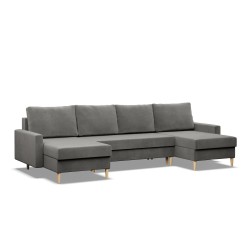 Corner sofa BLANK U, Fabric type - Group II, Filling - Spring, Color - LIGHT GRAY