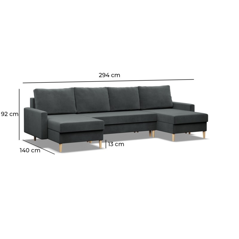 Ecksofa BLANK U, Stoffart - Gruppe II, Füllung - Federkern, Farbe - DUNKELGRAU Ecksofa BLANK U, Stoffart - Gruppe II, Füllung - Federkern, Farbe - DUNKELGRAU