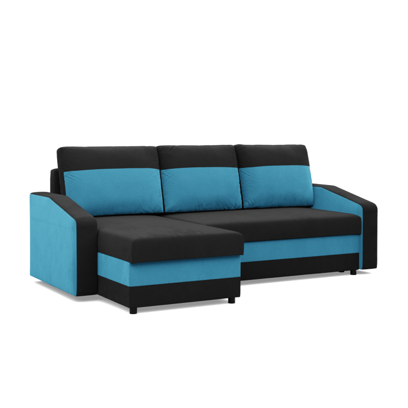 ORION Corner Sofa, Filling - Spring, Color - BLACK + TURQUOISE ORION Corner Sofa, Filling - Spring, Color - BLACK + TURQUOISE