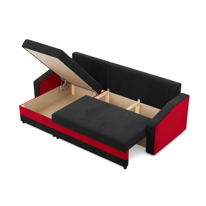 ORION Corner Sofa, Filling - Spring, Color - BLACK + RED ORION Corner Sofa, Filling - Spring, Color - BLACK + RED