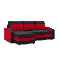 ORION Corner Sofa, Filling - Spring, Color - BLACK + RED