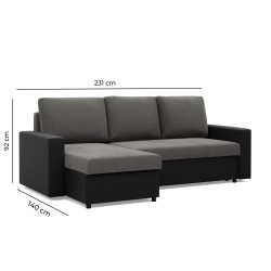 LUNA Corner Sofa, Color - GRAY + WHITE LUNA Corner Sofa, Color - GRAY + WHITE