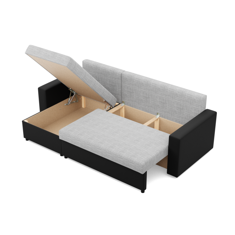 LUNA Corner Sofa, Color - GRAY + BLACK LUNA Corner Sofa, Color - GRAY + BLACK