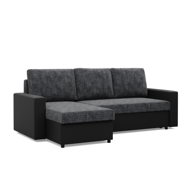 Ecksofa LUNA, Farbe - DUNKELGRAU + SCHWARZ Ecksofa LUNA, Farbe - DUNKELGRAU + SCHWARZ